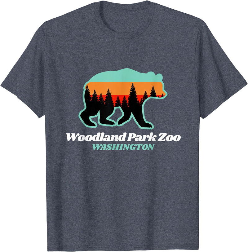 Retro Vintage WA Summer Camping & Hiking Souvenir Woodland Park Zoo Washington Tourist T-Shirt - Heather Blue