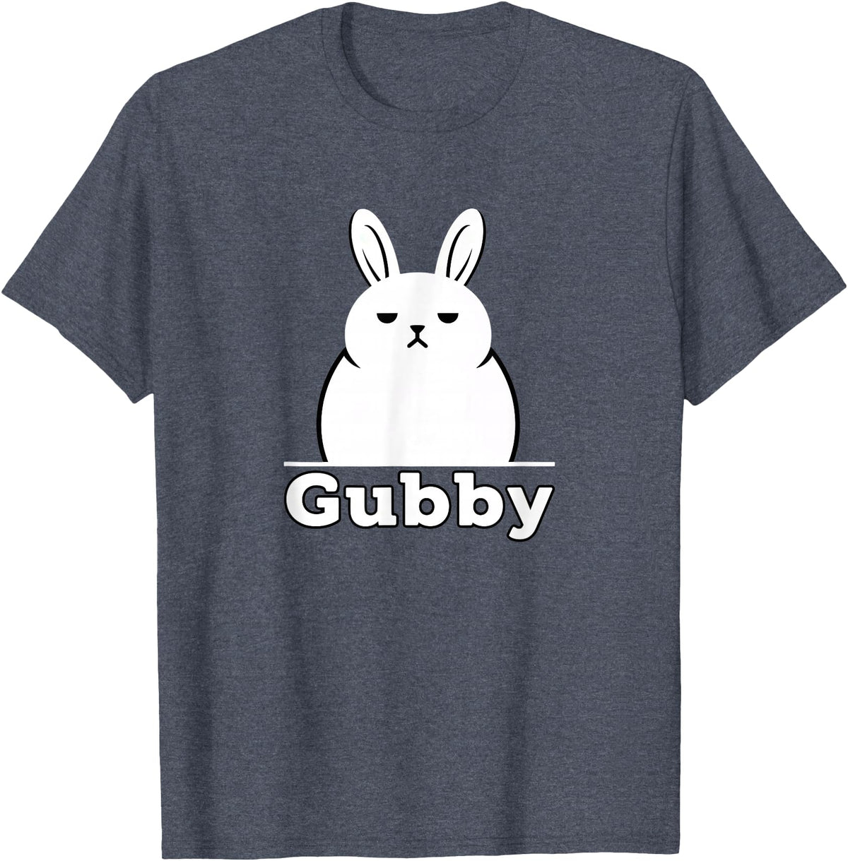 Gubby Rabbit Anime Funny Character Cute Grumpy Bunny T-Shirt in Heather Blue