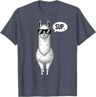 Funny Llama lover Co Alpaca Llama with Sunglasses Sup T-Shirt - Heather Blue