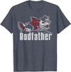 Funny Fishing The Rodfather Tee Shirt - Unisex Adults - Black - Small - Short Sleeve - Classic Fit - Modern Classic - Fishing T-Shirt - Heather Blue