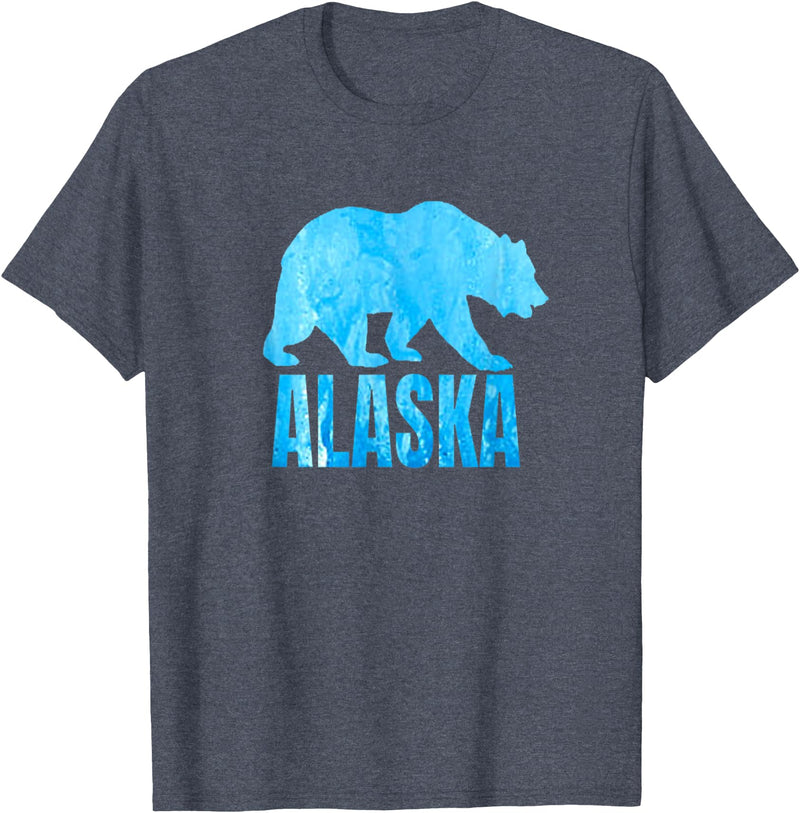 Wild Animal Alaska State Animal Polar Bear Ice Souvenir T-Shirt - Heather Blue