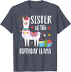 Matching Llama Birthday Party Supplies Sister Of The Birthday Llama Birthday Boy Girl Outfit Family T-Shirt - Heather Blue