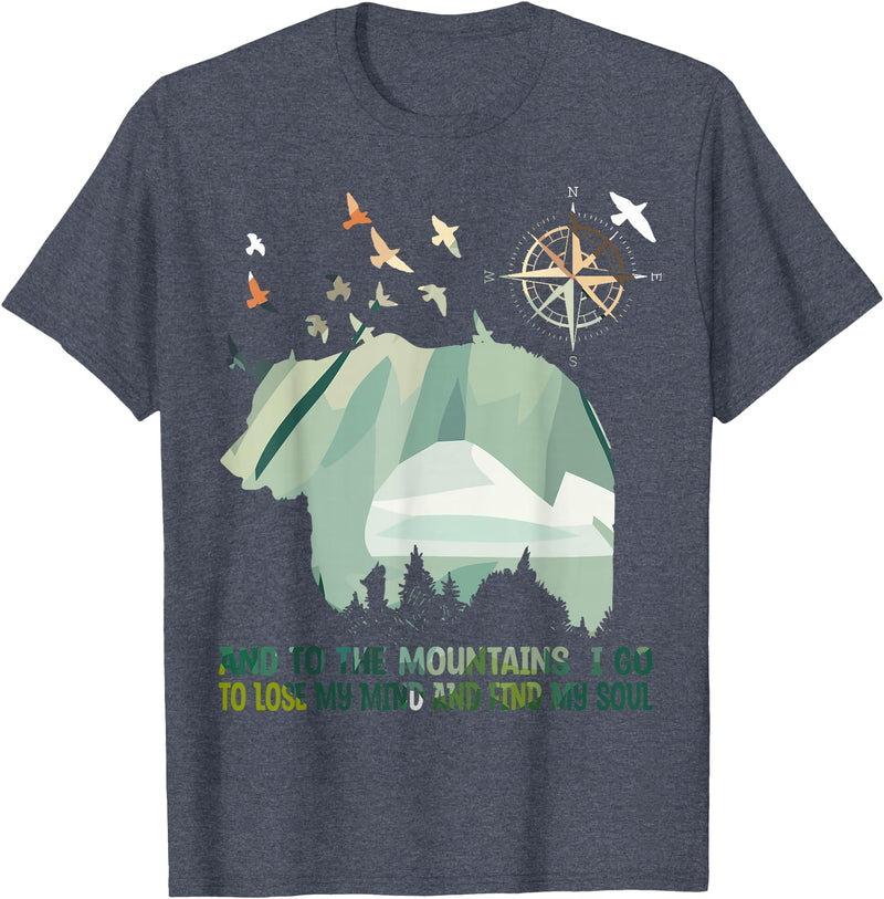 Camping Bears And To The Mountains I Go To Lose My Mind Camping Bear T-Shirt - Heather Blue