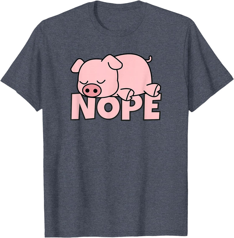 Funny Laziness Shirts & Gifts For Animal Lovers Lazy Pig Piggy Not Today Nope T-Shirt - Heather Blue