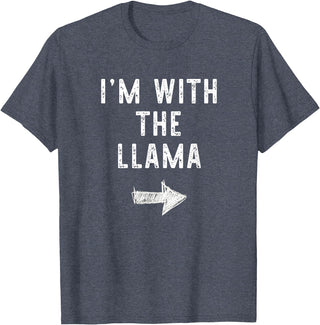 Im With The Llama Halloween Costume I’m with The Llama Funny Halloween Couple Costume T-Shirt - Heather Blue