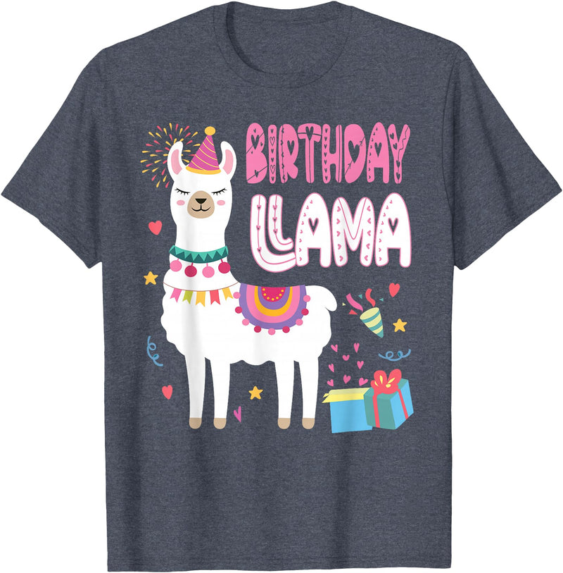 Family Matching Llama Birthday Party Supplies Birthday Llama Girl Birthday Party Llama Birthday Theme T-Shirt - Heather Blue