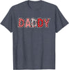 Retro Christmas Valentine Matching Family Tees Hearts Buffalo Plaid Dad Daddy Valentines Day T-Shirt - Heather Blue