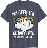 Guinea Pig Shirts For Men Women Kids Gift My Official Guinea Pig Sleeping Shirt Cavy Women Kids Men T-Shirt - Heather Blue