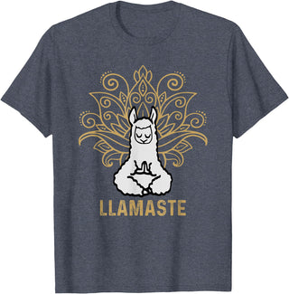 Lama Llamaste Family Summer Sport Yoga Gift Tees Llamaste Yoga Gift For Men Women Kids Lover Llama Yoga T-Shirt - Heather Blue