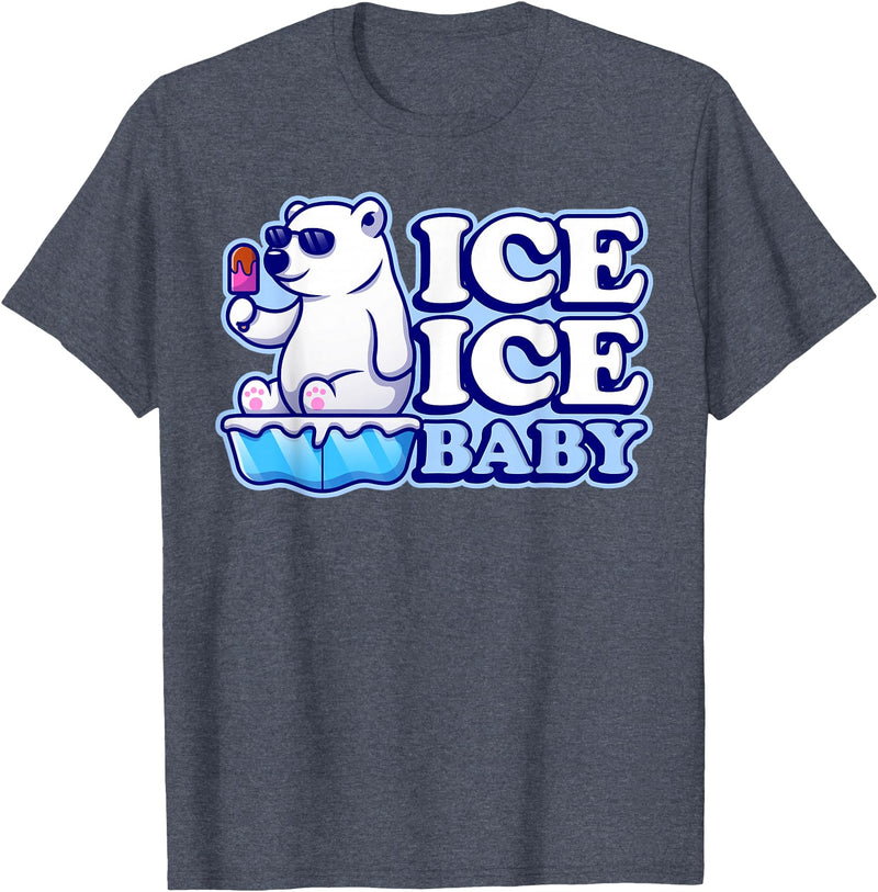 Save Our Cuddly Snow BEars Ice Ice Baby Polar Bears T-Shirt - Heather Blue