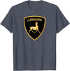 Llamaghini Apparel Co Llamaghini Funny Hillarious Llama Emblem Parody Fun Design T-Shirt - Heather Blue