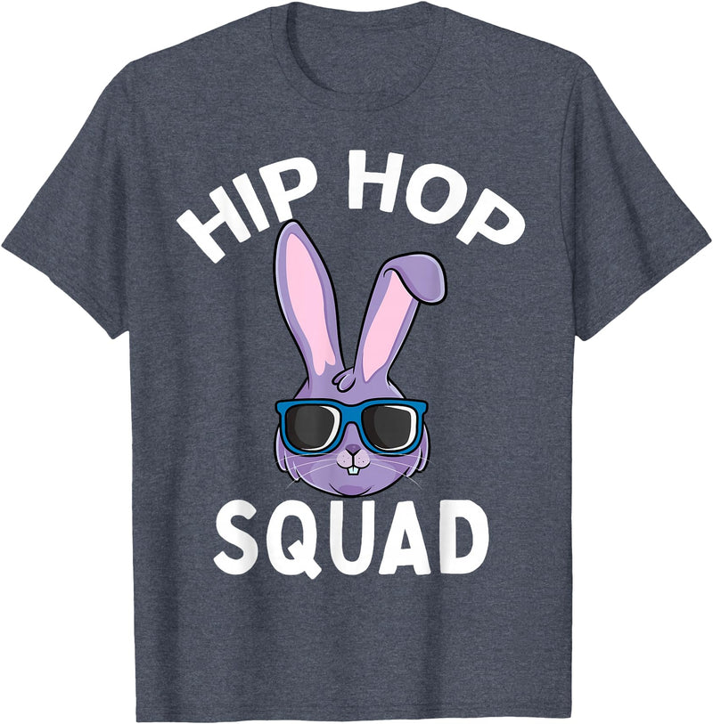 Hip Hop Squad Funny Happy Easter Bunny Rabbit Children Boys T-Shirt in Heather Blue