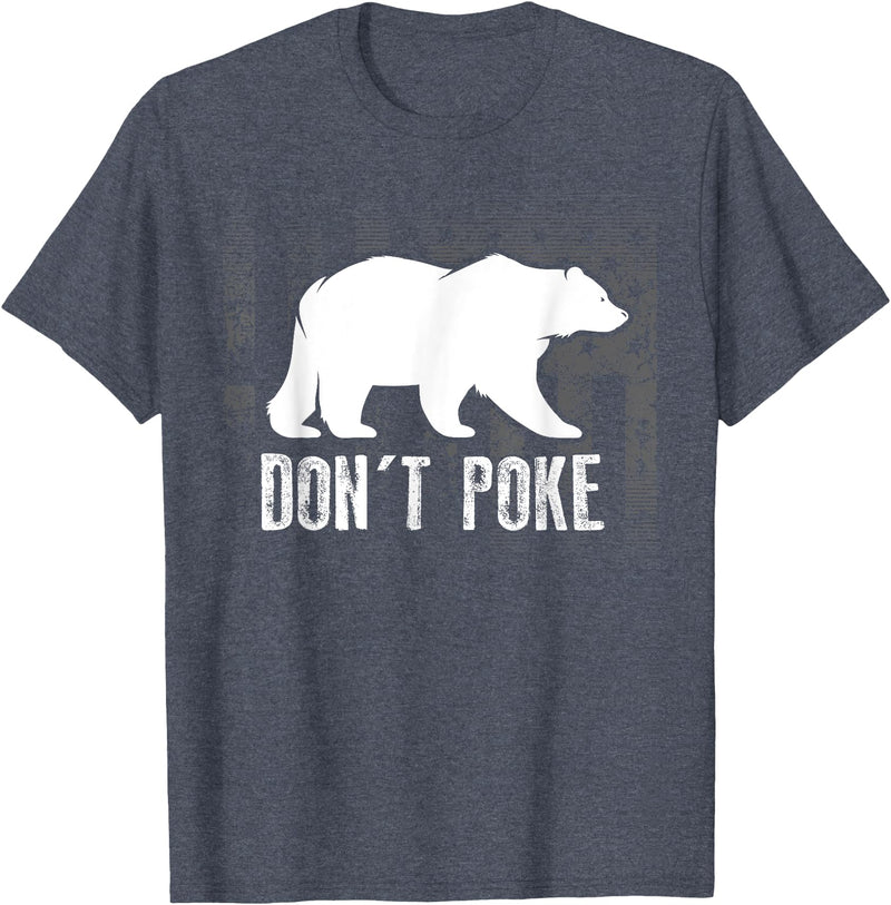 Cool Elegant Grizzly Polar Bears Design Designs Don't Poke Funny Bear | Cute Superhero Bear USA Gift T-Shirt - Heather Blue