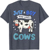Cow Just a Boy Who Loves Cows Gift for Cow Lovers T-Shirt - Heather Blue