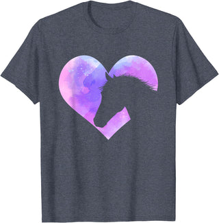 Funny Horse Shirts Horse Head Heart Shaped Design - Horseman Horseback Rider T-Shirt - Heather Blue