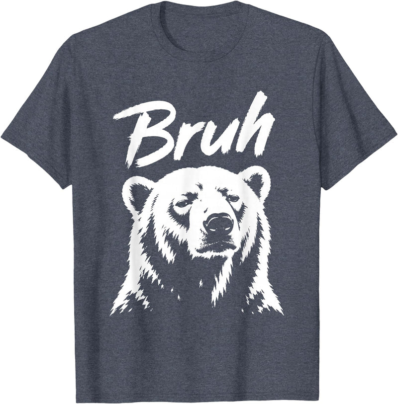 Polar Bear Bruh Meme Funny Co Bruh Funny Polar Bear Meme Dog Lover Men Women T-Shirt - Heather Blue