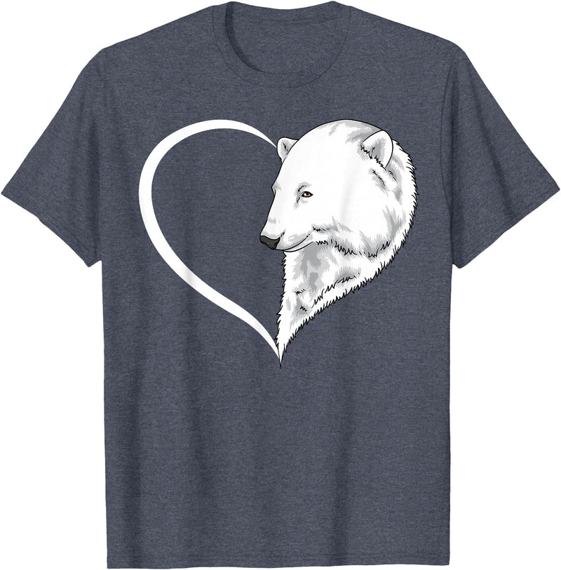 Polar bear Shirt & Tees Co Polar bear Shirts For Women Girls Kids Heart Cute Polar bear T-Shirt - Heather Blue