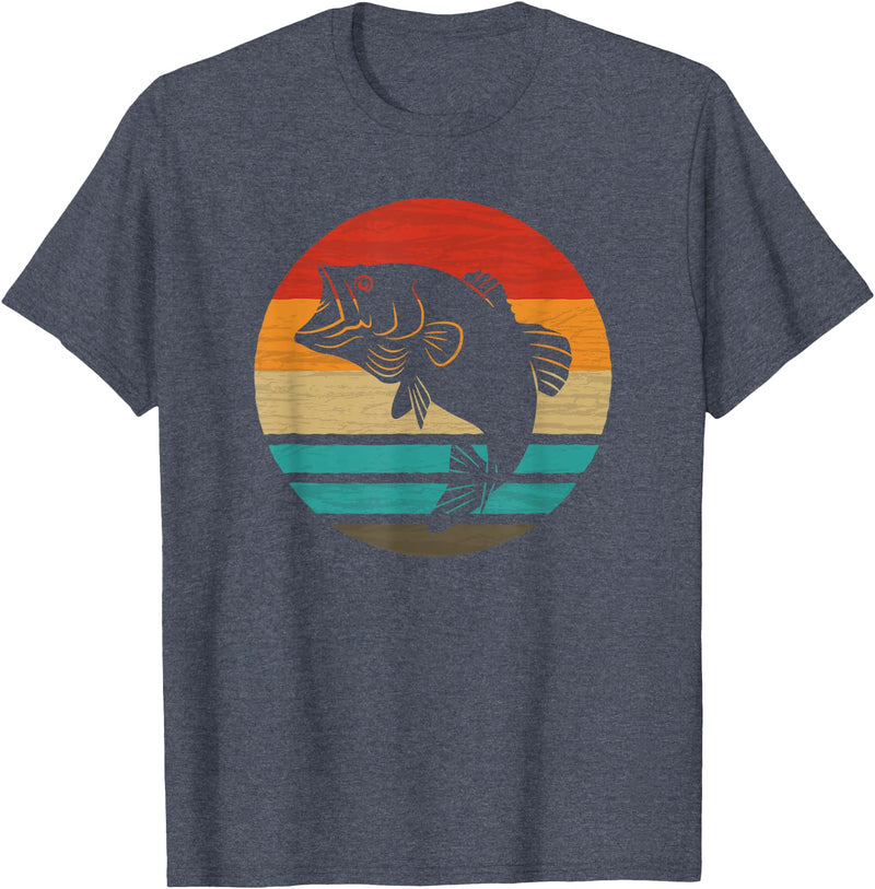 Fishing Accessories & Clothing Gifts Women Men Fish Retro Style Vintage T-Shirt - Heather Blue
