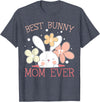 Best Bunny Mom Ever Rabbit Lover Mothers Day Mommy T-Shirt in Heather Blue