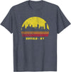 Wowsome! Vintage Retro Sunset Buffalo NY Skyline T-Shirt - Heather Blue