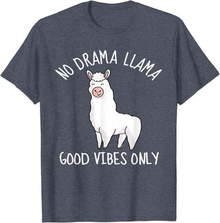 Llama Lama Llma Lamma No Drama Items Supplies Llama Love Good Vibes School Girls Kids Women Teens Gift T-Shirt - Heather Blue