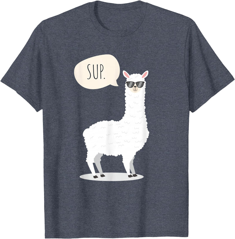 Funny & Cute Llama Gifts by OMG Sup No Drama Llama Alpaca T-Shirt - Heather Blue