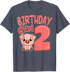 Pig Birthday 2 Cute Girl Farm Party Apparel Pig 2nd Birthday Girl Party Oink Farm Hog Farmyard Piggy T-Shirt - Heather Blue