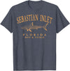 Sebastian Inlet Florida Fishing Souvenir Gifts Sebastian Inlet Florida Shark Retro Orange Art Fishing T-Shirt - Heather Blue