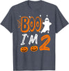Funny Boo I'm 2 Birthday 2nd Birthday Kids Boo I'm 2 Two Yr Ghost Halloween Costume T-Shirt - Heather Blue