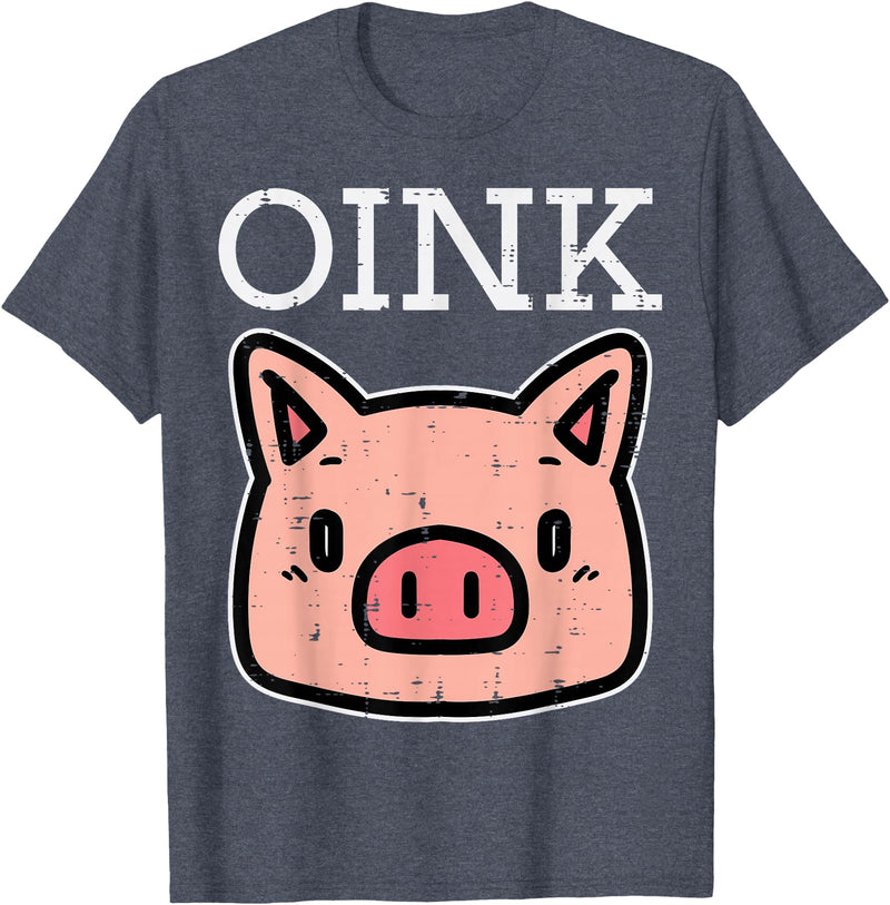 Pig Lover Shirts For Men Women Kids Oink Pig Face Cute Hog Head Girls Boys Kids Toddler Women T-Shirt - Heather Blue