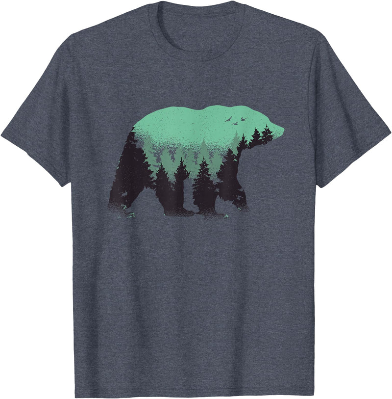 Grizzly Bear - Outdoor Apparel Bear Forest Nature Grizzly Hiking Outdoor Hunting Gift T-Shirt - Heather Blue