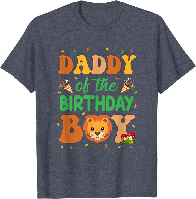 Dad Birthday Boy Family Matching Lion Daddy Of The Birthday Boy Lion Family Party Decorations T-Shirt - Heather Blue