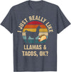 Llamas and Taco Lover Gifts Vintage Retro Style Llamas and Tacos lover Cinco de mayo Taco Tuesday Cute T-Shirt - Heather Blue