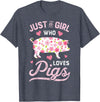 Piggy Squad Co Pig Just a Girl Who Loves Pigs Women Farmer Farm Flower T-Shirt Small - Heather Blue