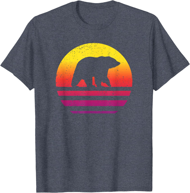 Bear Accessories & Clothing Gifts Women Men Kids Bear Retro Style Vintage T-Shirt - Heather Blue