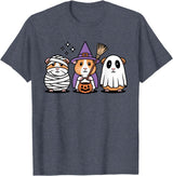 Cavy Crew Halloween Guinea Pig Art Cute Guinea Pig Halloween Witch Mummy Ghost T-Shirt - Heather Blue