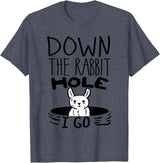 ORIGINAL Down the Rabbit Hole I Go Funny Cute Easter T-Shirt in Heather Blue