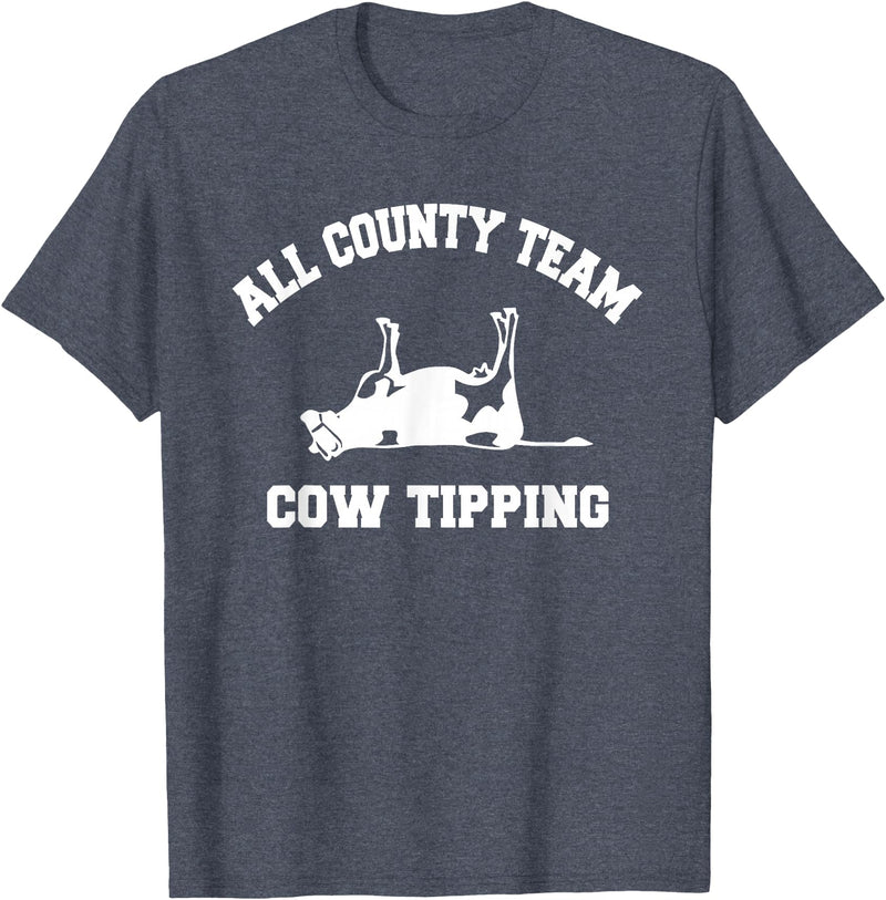 Goodtogotees All County Team Cow Tiping T-Shirt T-Shirt - Heather Blue