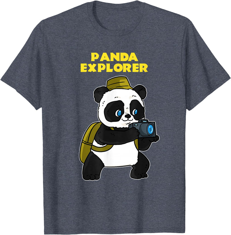 Panda Bear Lovers Clothing Panda Explorer T-Shirt - Heather Blue