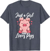 Just A Girl Who Loves Pigs. T-Shirt - Heather Blue