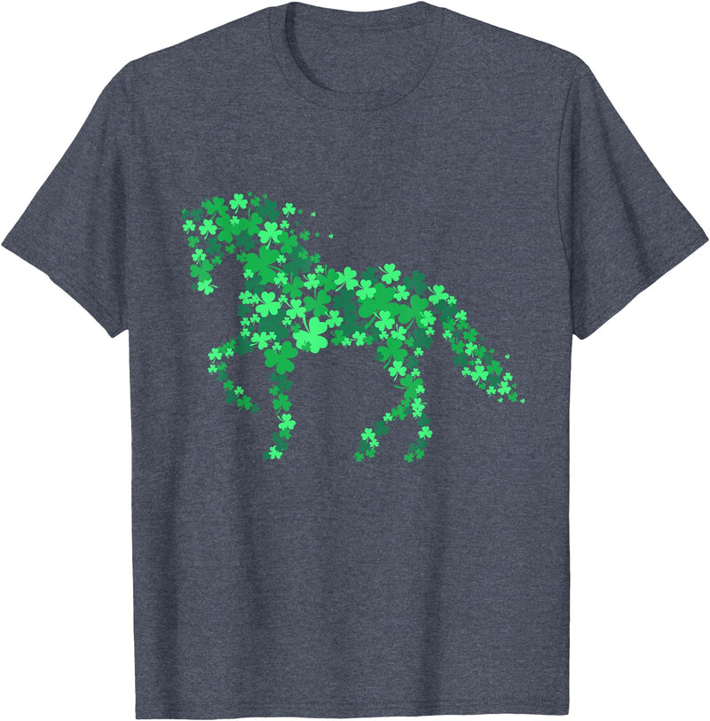 Horse Shamrock Shirts Horse Shamrock Horseback Riding Equestrian Shirt Patrick Day T-Shirt - Heather Blue