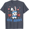 Gym Bunny Hearts Barbell Funny Workout Clothes Lift Weights T-Shirt in Heather Blue