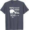 The Mothers Day Shirt Co. Triple Blessed Mama Bear Shirt For Moms With Three Kids T-Shirt - Heather Blue