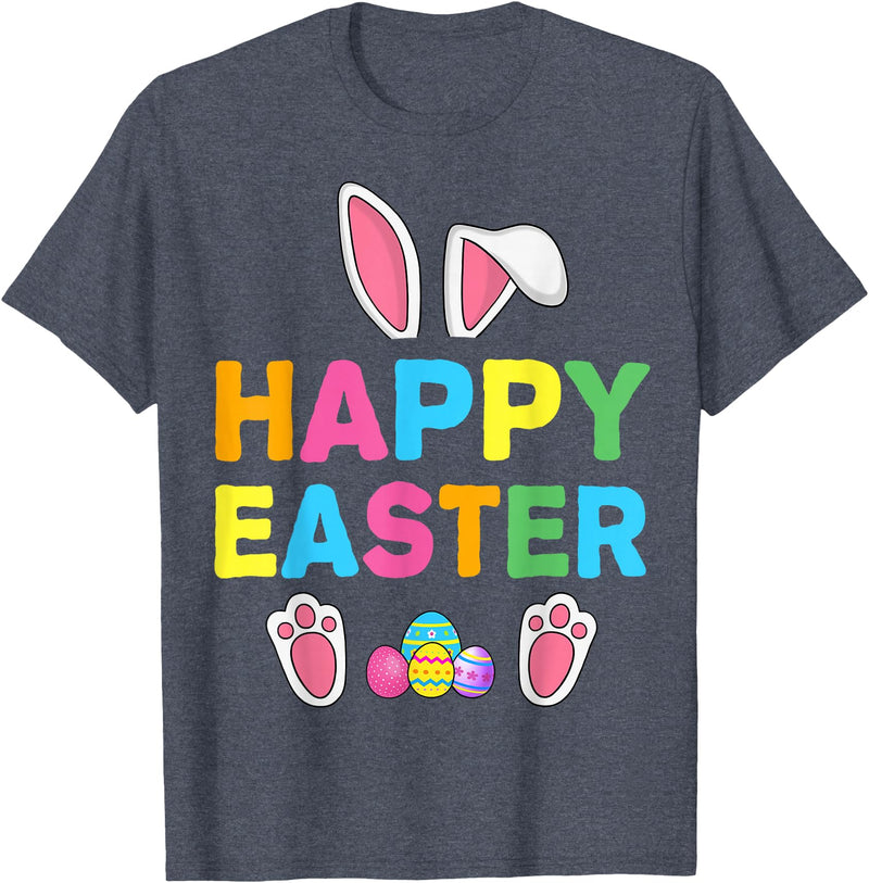 Happy Easter Bunny Rabbit Face Funny Easter Day Women Girls T-Shirt in Heather Blue
