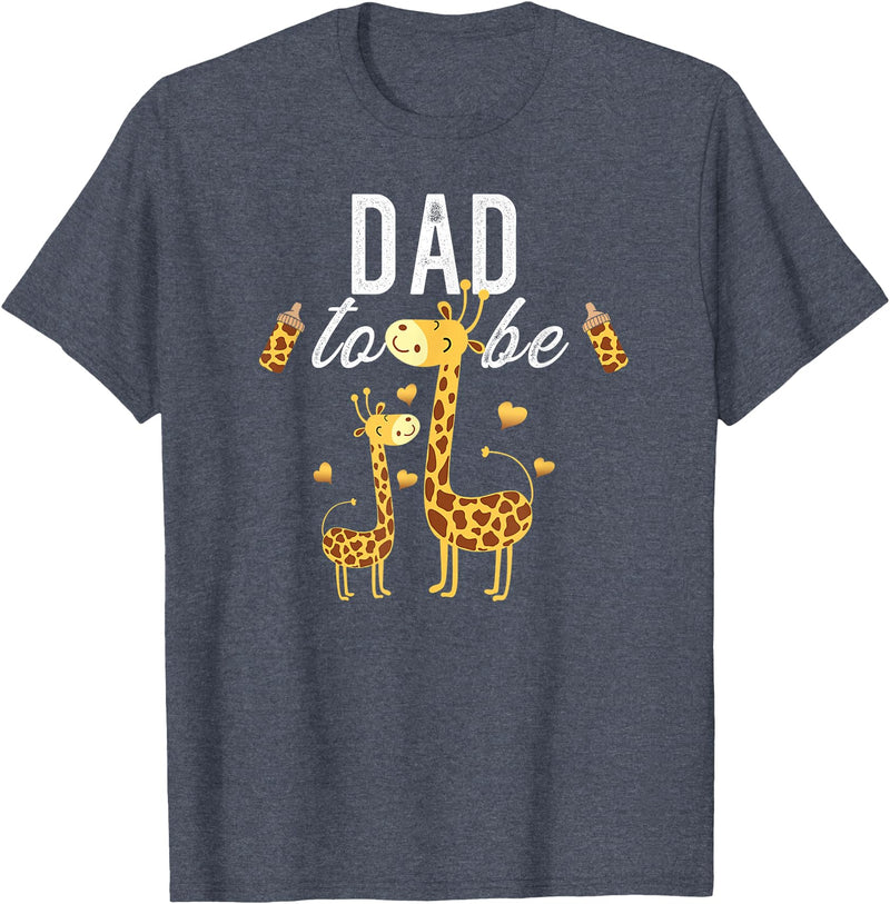 Giraffe Baby Shower Party Clothing For Dad Dad To Be Giraffe Baby Shower Cute T-Shirt - Heather Blue