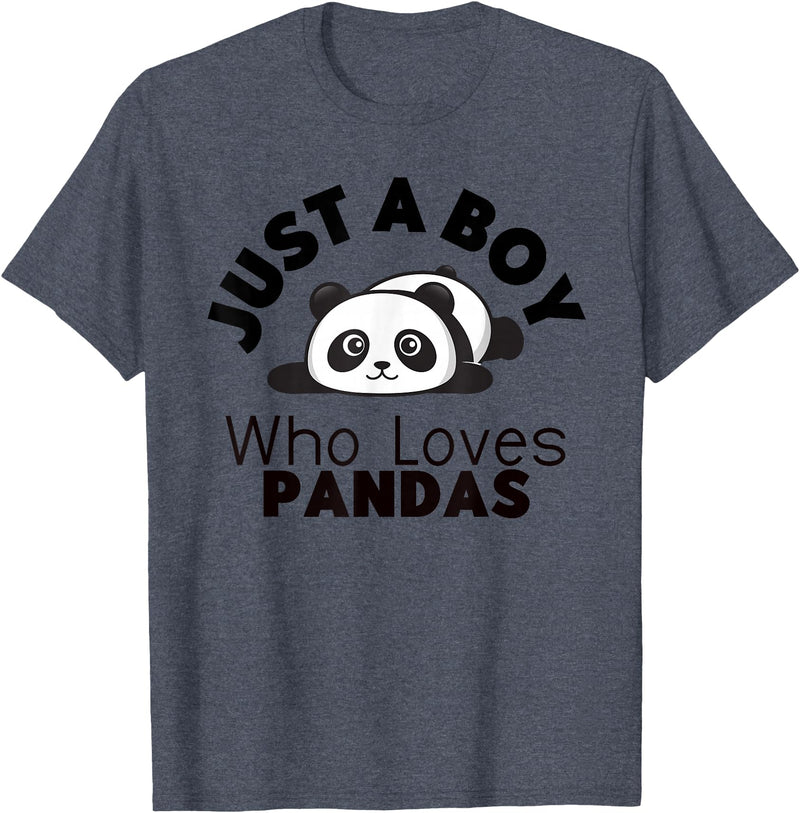 Panda Lover Designs Just A Boy Who Loves Pandas Cute Panda Bear T-Shirt - Heather Blue