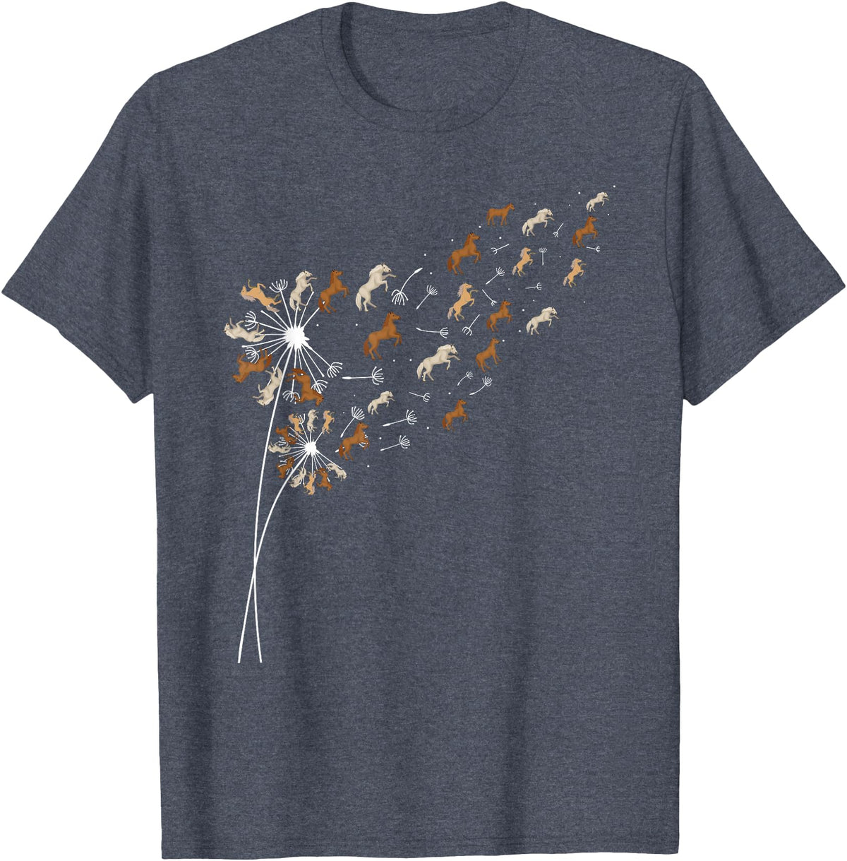 Funny Horse Shirts Dandelion Horses - Horse Lovers Rider T-Shirt - Heather Blue