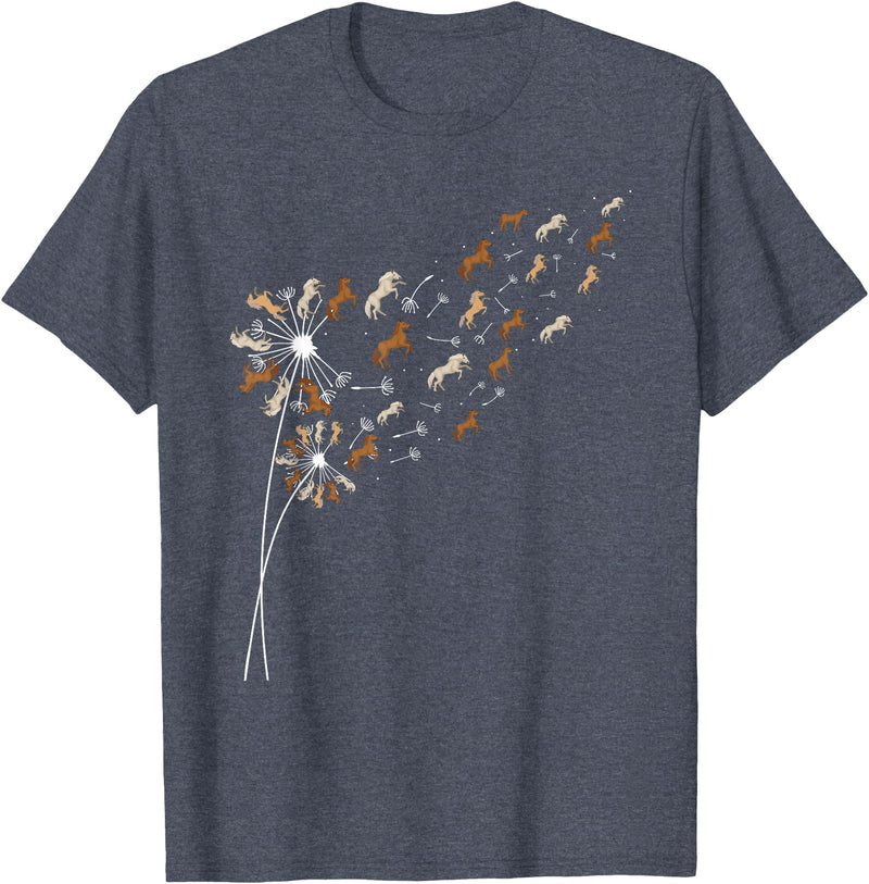 Funny Horse Shirts Dandelion Horses - Horse Lovers Rider T-Shirt - Heather Blue