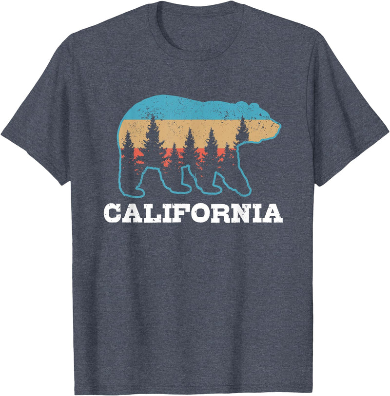 Vintage California Souvenirs & Gifts Vintage California Retro Bear Grizzly Nature Souvenir T-Shirt - Heather Blue