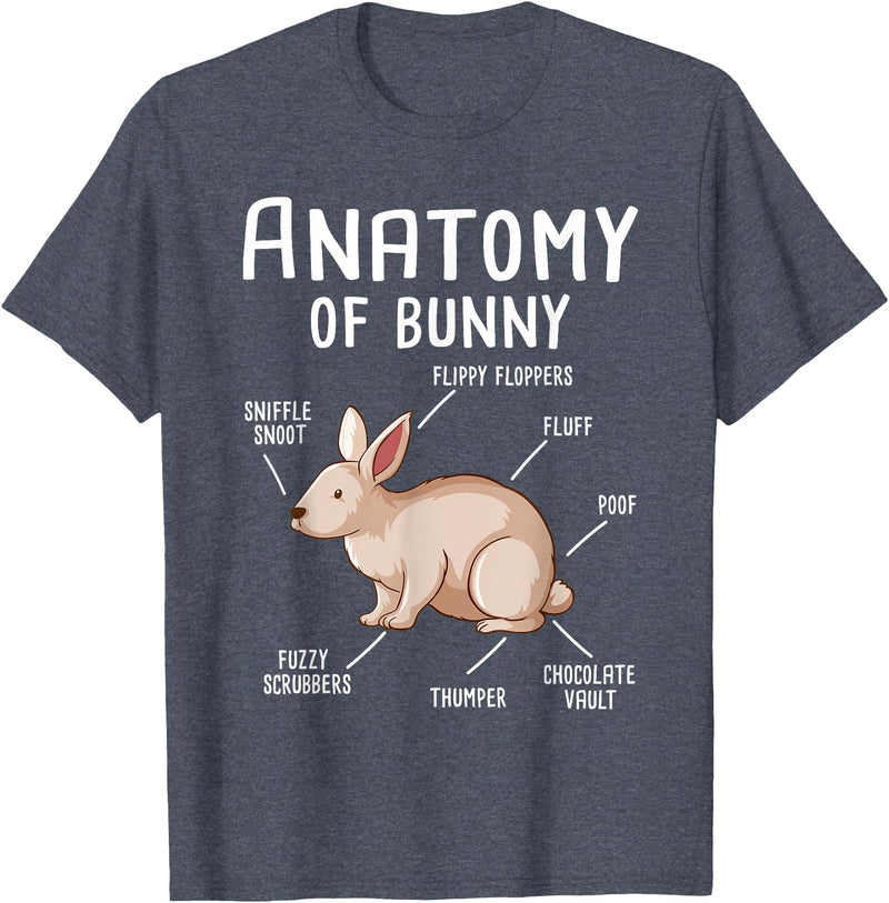 Anatomy of Bunny - Rabbit Lover Zookeeper Farmer Mammals T-Shirt in Heather Blue